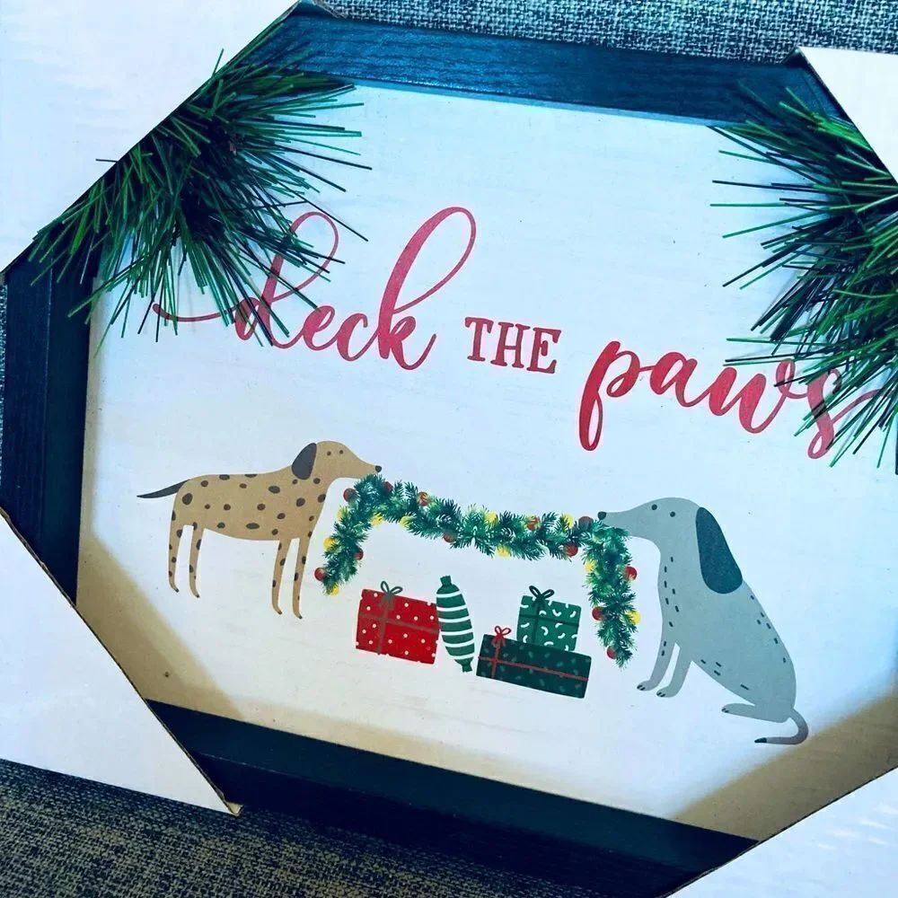 “Deck the Paws” Christmas Holiday Wood Wall Decor Sign